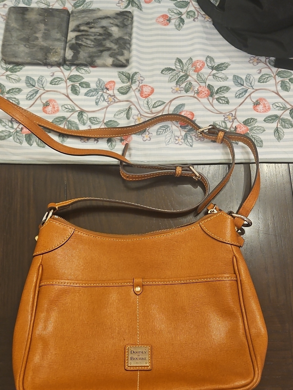 Dooney & Bourke Orange Leather Crossbody Shoulder Bag